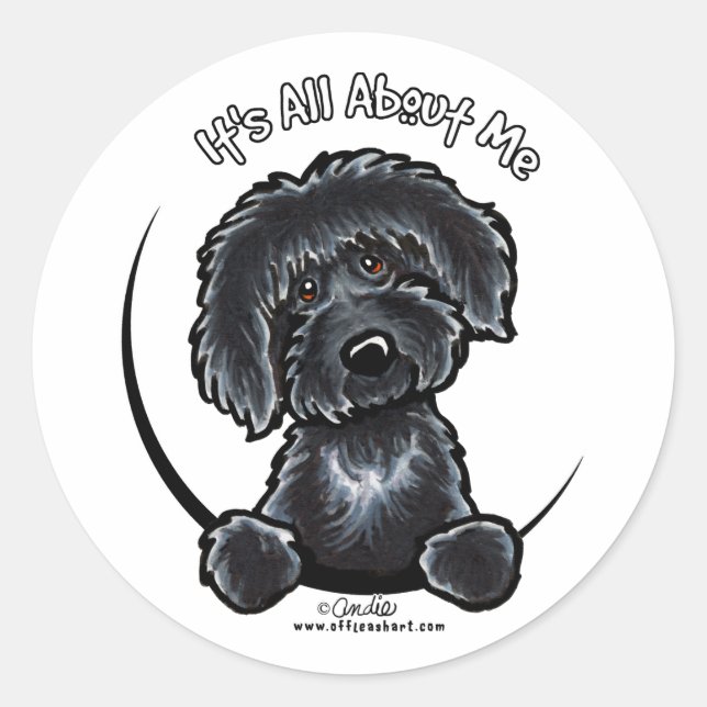 Pegatina Redonda Black Labradodle IAAM (Anverso)