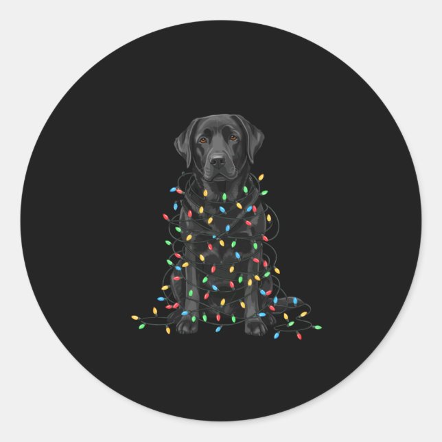 Pegatina Redonda Black Labrador Christmas I'm Fine Everything Is Fi (Anverso)