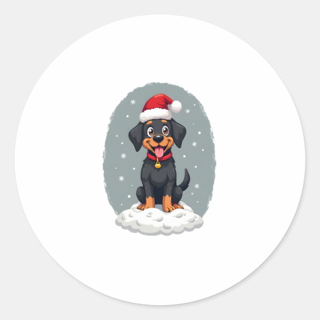 Pegatina Redonda Black Labrador Christmas Santa Hat Xmas Pajama T-S (Anverso)