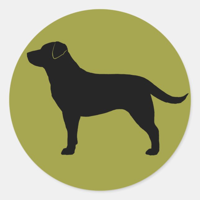 Pegatina Redonda Black Labrador Retriever Black Lab Dog Silhouette (Anverso)