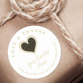 Pegatina Redonda Black Lace Effect Heart Love & Thanks Supporting 