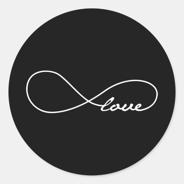 Pegatina Redonda Black Love Infinity Wedding Stickers (Anverso)