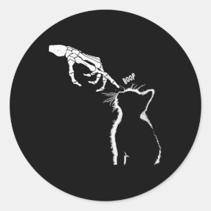 Pegatina Redonda Black Lover Skeleton Hand Boop Funny Halloween 200