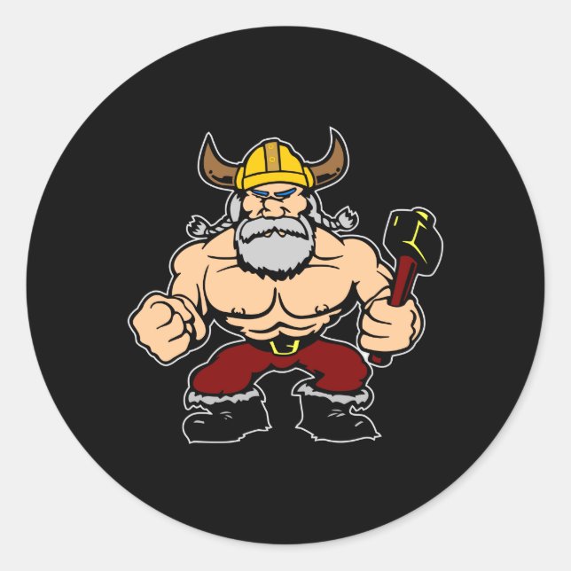 Pegatina Redonda Black Mad Viking (Anverso)