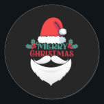 Pegatina Redonda Black Merry Christmas Typography Santa Bebe Gorra<br><div class="desc">Black Merry Christmas Typography Santa Beard Gorra Pegatina de Ronda Clásica</div>