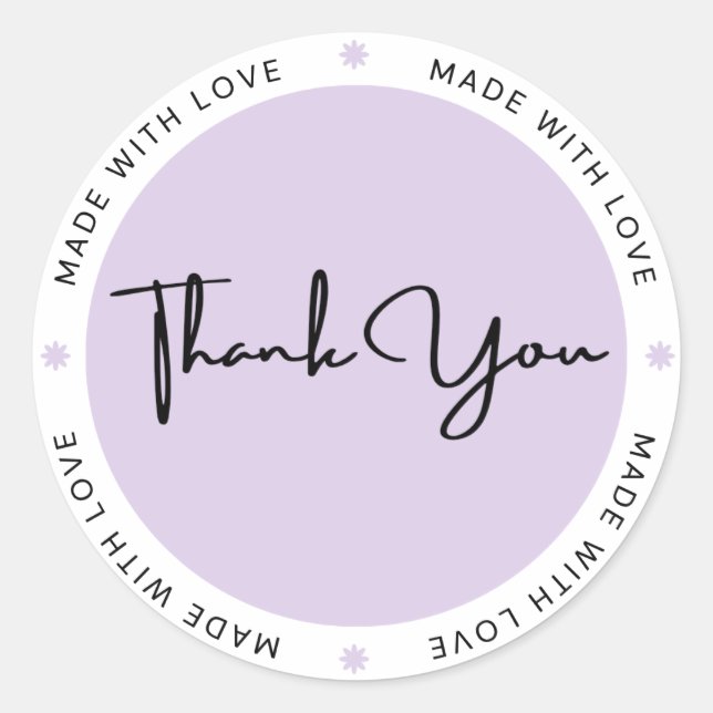 Pegatina Redonda Black Minimalist Thank You Round Sticker (Anverso)
