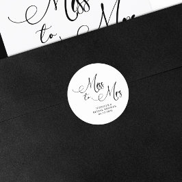 Pegatina Redonda Black Modern Simple Miss to Mrs Bridal Shower
