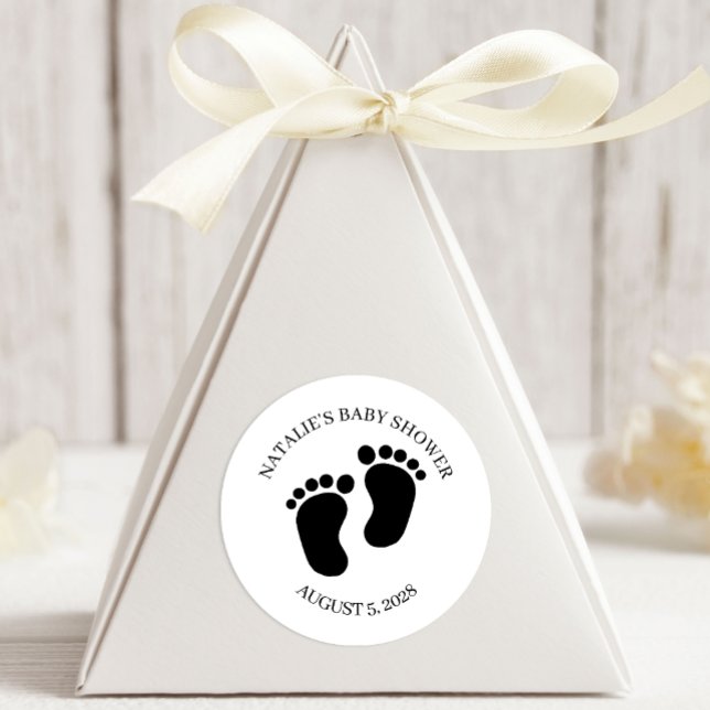Pegatina Redonda Black Modern Simple Script Baby Shower (Subido por el creador)
