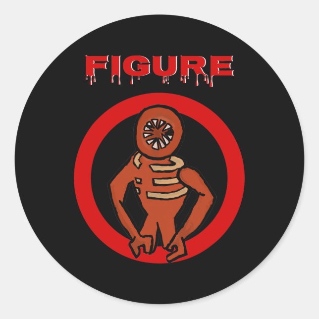 Pegatina Redonda Black Monster Horror Game Doors Halloween Custome (Anverso)