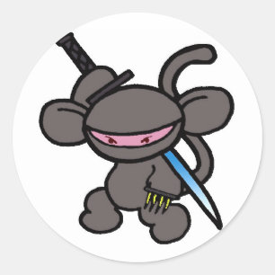 Pegatina Redonda Black Ninja Claw-No Words