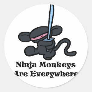 Pegatina Redonda Black Ninja Kick
