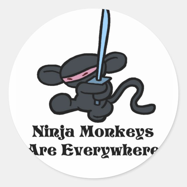 Pegatina Redonda Black Ninja Kick (Anverso)