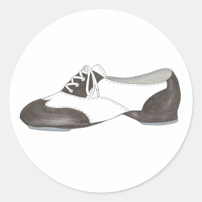 Pegatina Redonda Black Oxford Tap Shoe Dance Teacher Studio Dancer (Anverso)