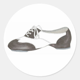 Pegatina Redonda Black Oxford Tap Shoe Dance Teacher Studio Dancer
