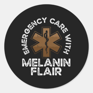 Pegatina Redonda Black Paramedic African American Ems Emt Black His