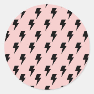 Pegatina Redonda Black Pink Lightning Y2K Indie Bold Expression