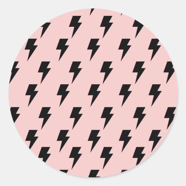 Pegatina Redonda Black Pink Lightning Y2K Indie Bold Expression (Anverso)