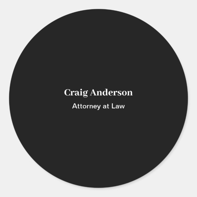 Pegatina Redonda Black Professional Plain Modern Elegant (Anverso)