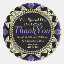 Pegatina Redonda Black Purple Gold Gracias Pegatinas