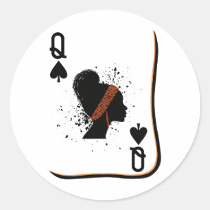 Pegatina Redonda Black Queen Card Black History Month Celeb african