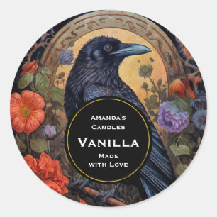 Pegatina Redonda Black Raven Dark Candle Craft