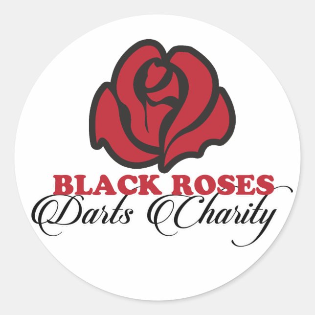 Pegatina Redonda Black Roses Darts Charity Sticker (Anverso)