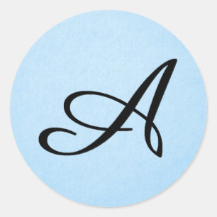 Pegatina Redonda Black Script S en azul pastel