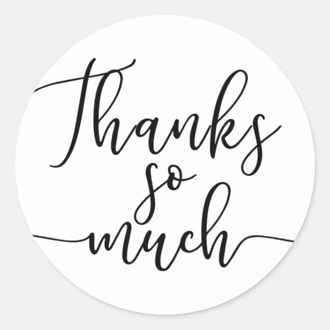 Pegatina Redonda Black Script Type Gracias Muchas Gracias (Anverso)