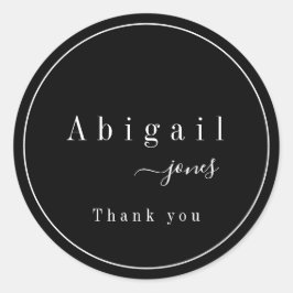 Pegatina Redonda Black Simple Script Modern Luxury gracias