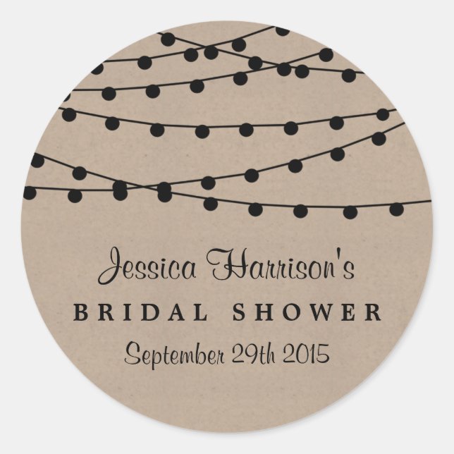 Pegatina Redonda Black String Ilustra Sobre La Ducha De Novias Rusa (Anverso)