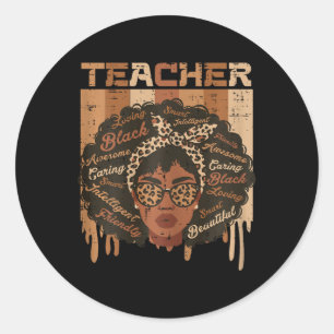 Pegatina Redonda Black Teacher Afro Hair Palabras Historia Mes Áfri