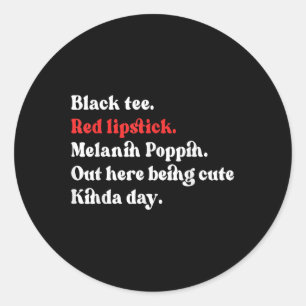 Pegatina Redonda Black Tee Red Lipstick Melanin Brown Skine Black H