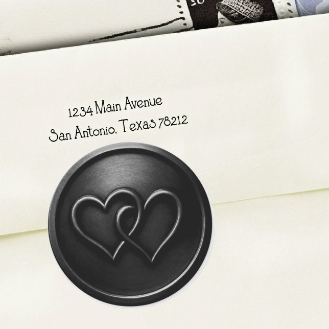 Pegatina Redonda Black Two Hearts Intertwined Wedding (Subido por el creador)