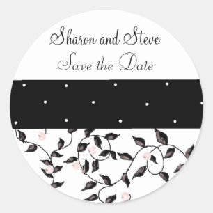 Pegatina Redonda Black Vines Save the Date