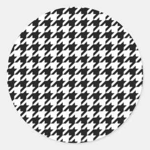 Pegatina Redonda Black White Classic Houndstap Check