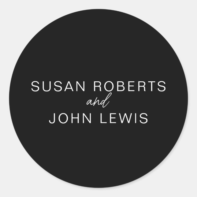 Pegatina Redonda Black & White Modern Wedding  (Anverso)