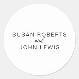 Pegatina Redonda Black & White Modern Wedding  Classic Round Sticke