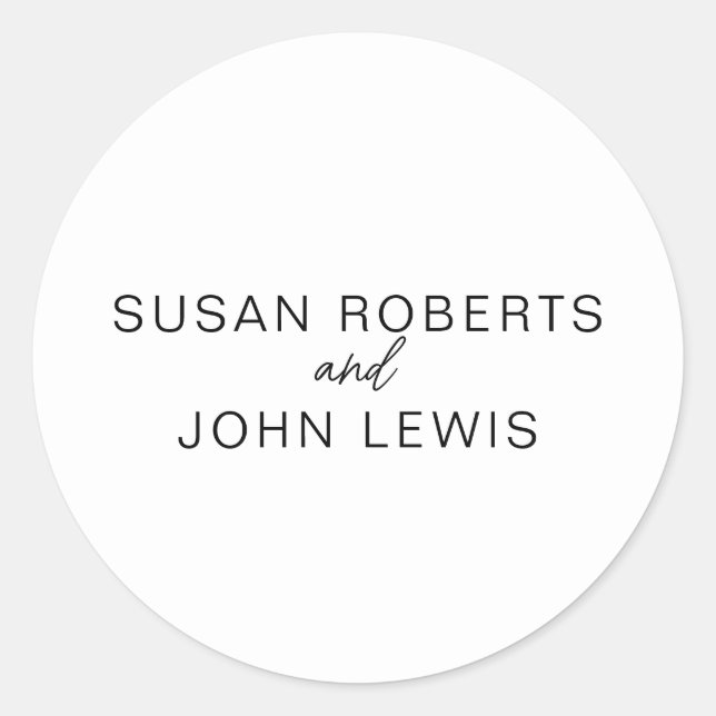 Pegatina Redonda Black & White Modern Wedding  Classic Round Sticke (Anverso)