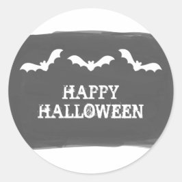 Pegatina Redonda Black White Watercolor Bats Pegatinas de Halloween