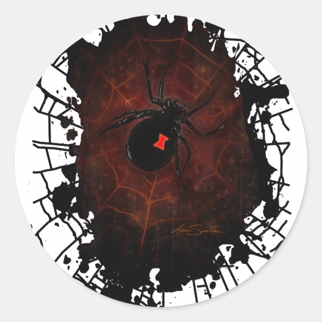 Pegatina Redonda Black Widow (Anverso)