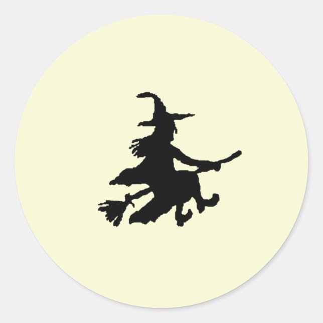 Pegatina Redonda Black witch on Yellow (Anverso)