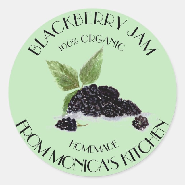 Pegatina Redonda Blackberry Jam Blackberries Fresas de color (Anverso)