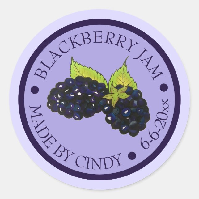Pegatina Redonda Blackberry Jam Jelly casera conserva las reservas  (Anverso)