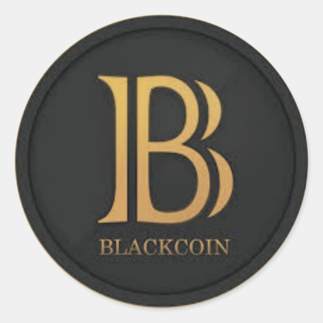 Pegatina Redonda BlackCoin (Anverso)