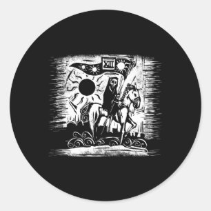 Pegatina Redonda Blackcraft de la tarjeta de muerte Tarot