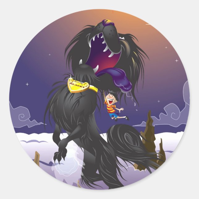 Pegatina Redonda blackie fireballa (Anverso)