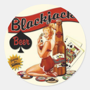 Pegatina Redonda Blackjack Beer
