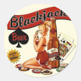 Pegatina Redonda Blackjack Beer