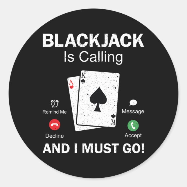 Pegatina Redonda Blackjack Gambling 21 Blackjack (Anverso)