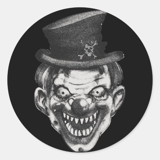 Pegatina Redonda BlackLines Happy Teeth Clown (Anverso)
